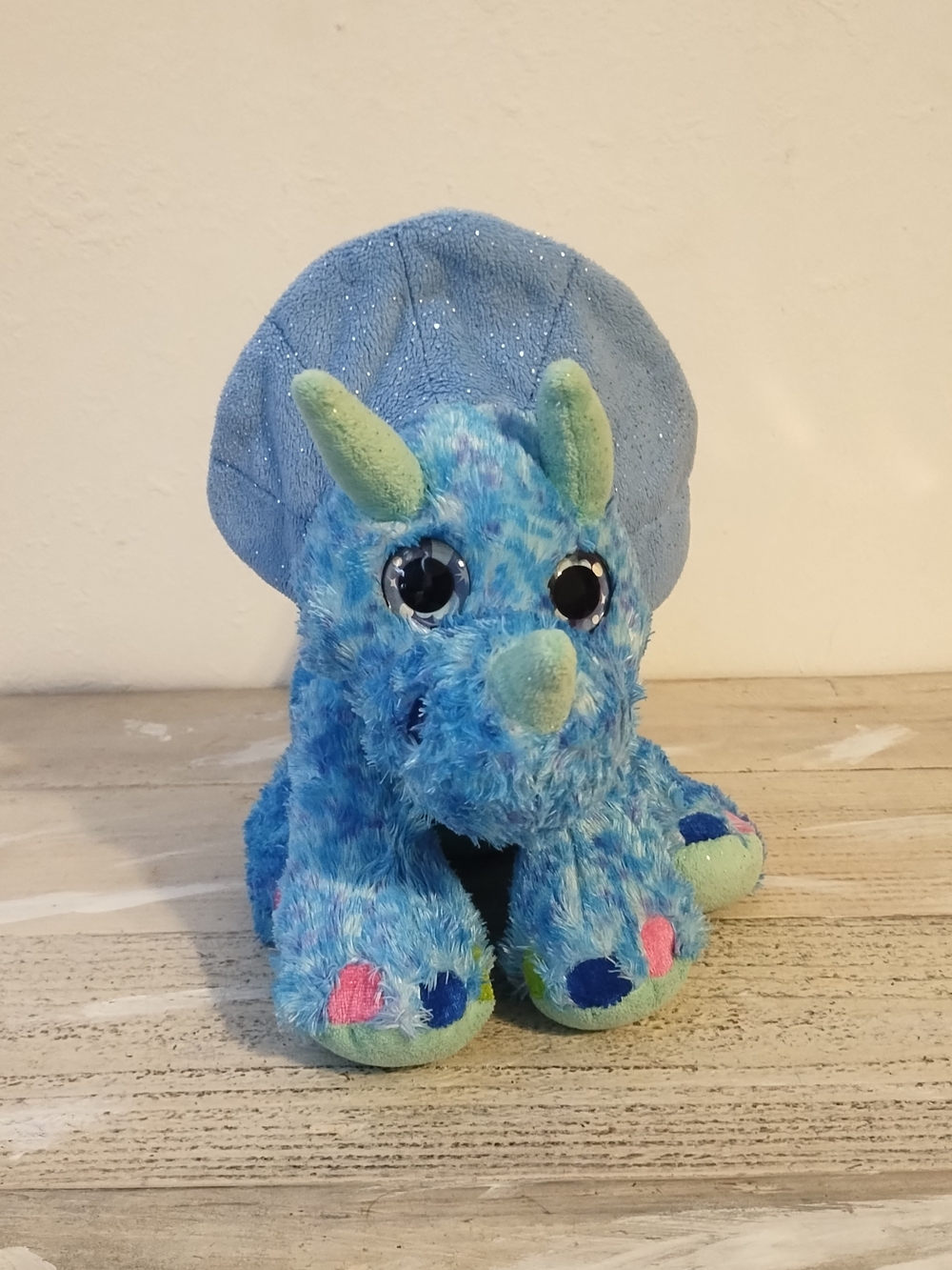 Wild Republic Triceratops Plush Blue Sparkle 12" stuffed animal